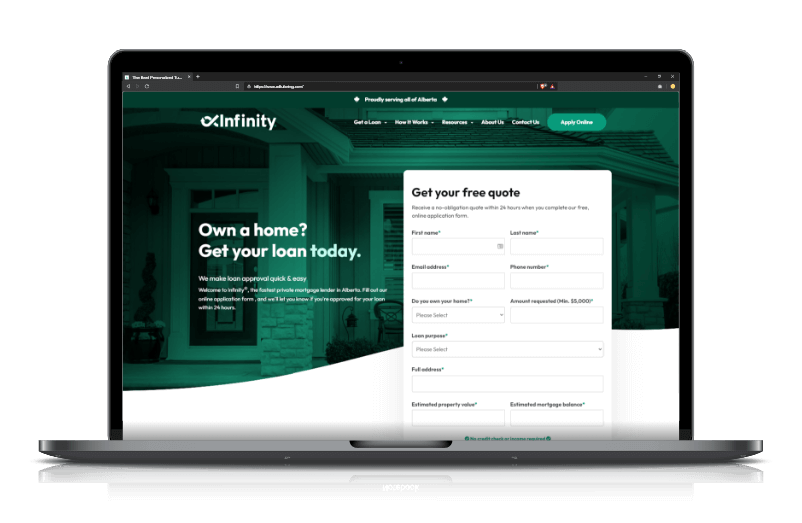 Infinity Private Mortgages website preview
